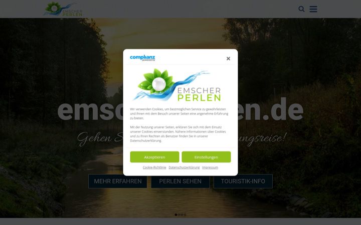 Kuvakaappaus sivustosta essener-emscherperlen.de