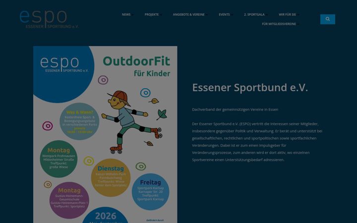 Kuvakaappaus sivustosta essener-sportbund.de