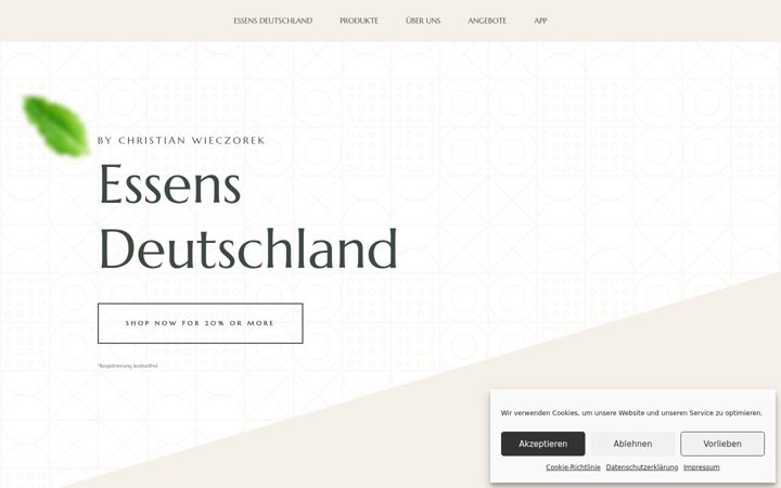 Kuvakaappaus sivustosta essens-deutschland.de