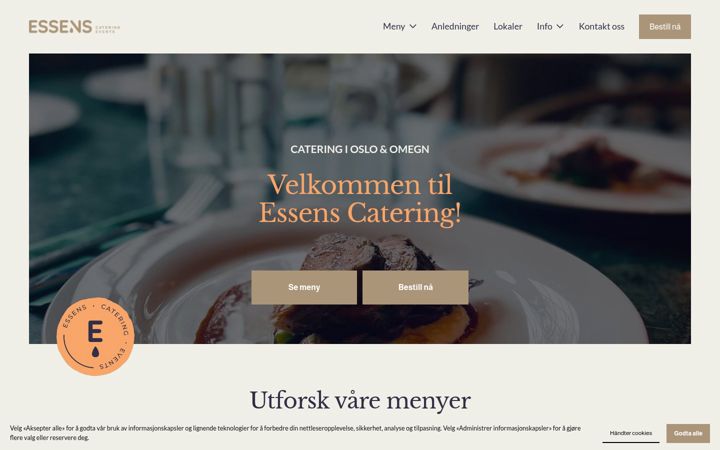 Screenshot of essenscatering.no