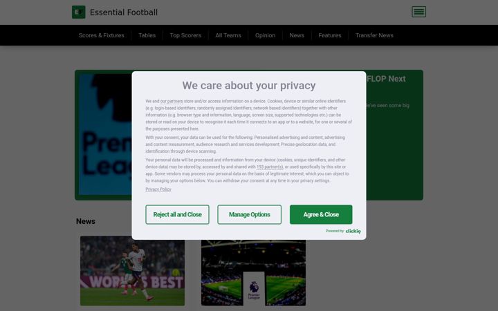 Screenshot of essential.football
