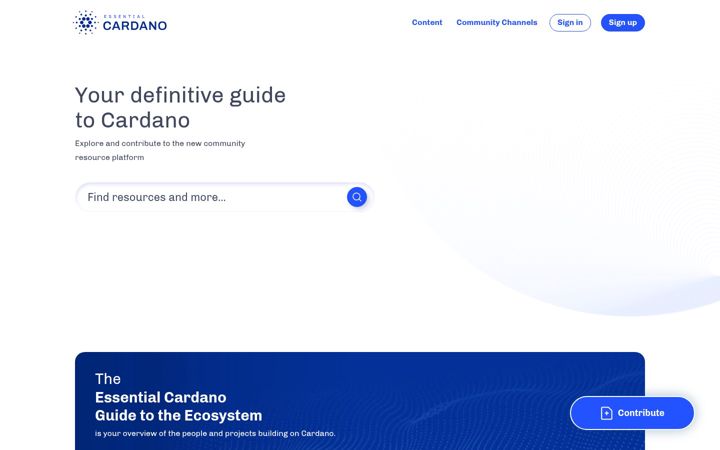 Zrzut ekranu essentialcardano.io