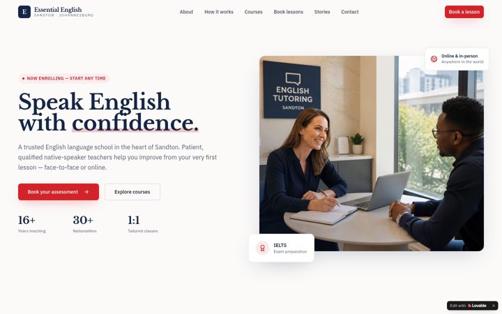 Screenshot ta' essentialenglish.co.za