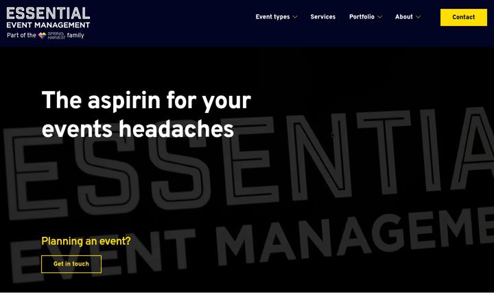 Skjermbilde av essentialeventmanagement.com