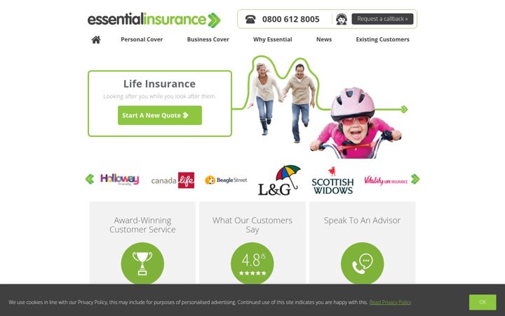 Zrzut ekranu essentialinsurance.co.uk