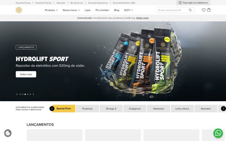 Screenshot of essentialnutrition.com.br