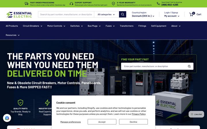 Screenshot of essentialparts.com
