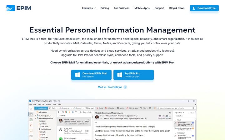 Ekrānuzņēmums no essentialpim.com