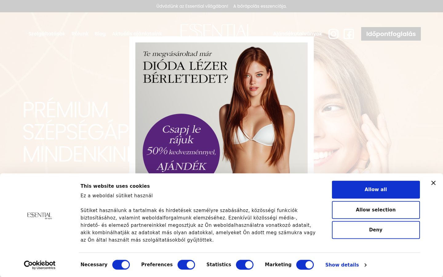 Sutikimo reklamjuostės, rodytos prieš bet kokią sąveiką, ekrano kopija