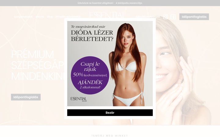 Screenshot of essentialskincare.hu