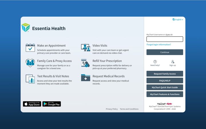 Screenshot of essentiamychart.org
