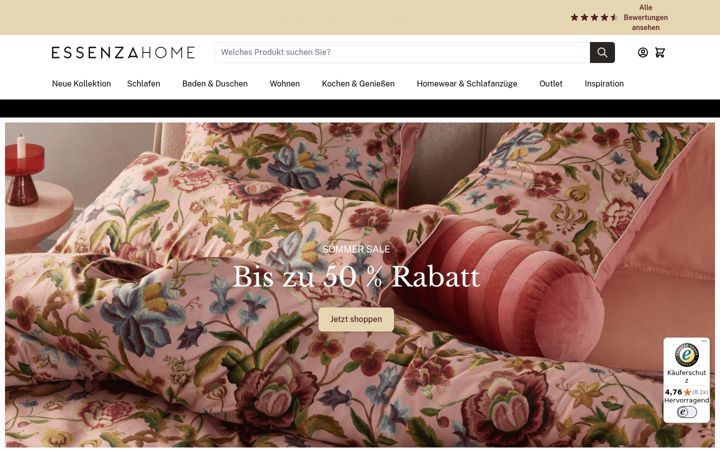 Screenshot του essenzahome.de
