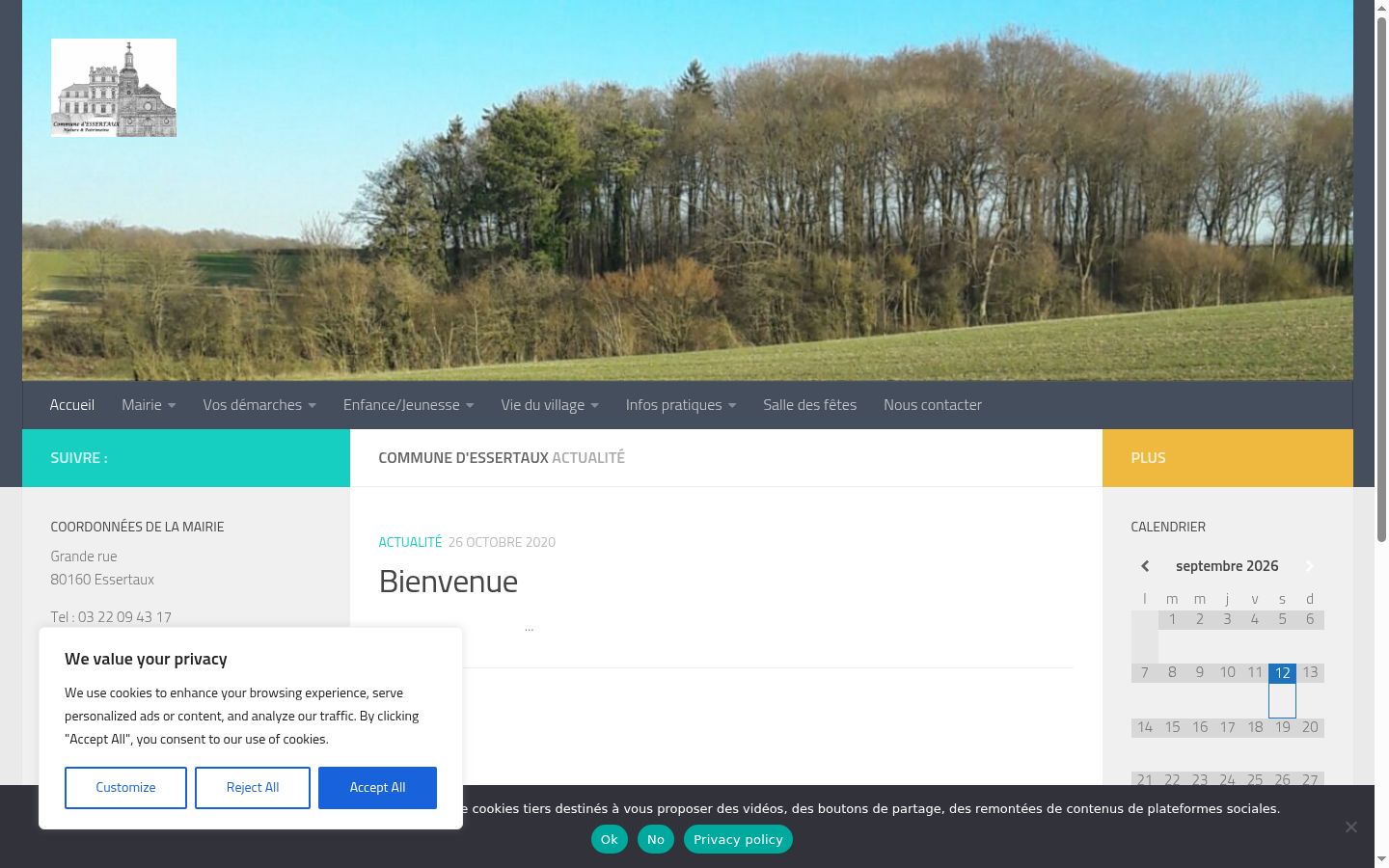 Screenshot del banner di consenso mostrato prima di qualsiasi interazione