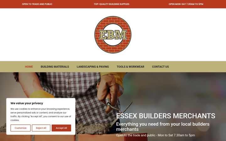 Posnetek zaslona essex-buildersmerchants.co.uk