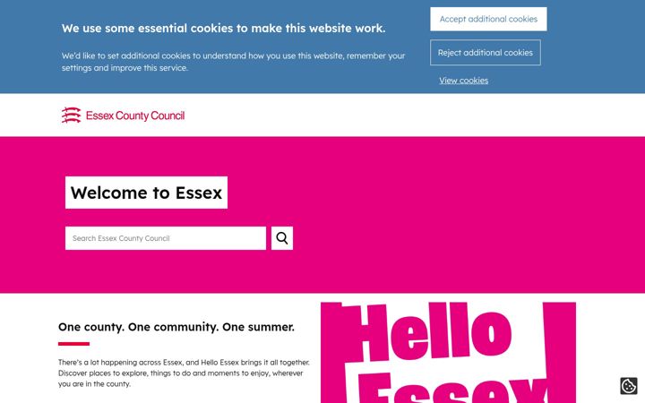 Screenshot of essex.gov.uk