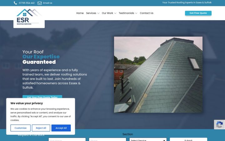 Posnetek zaslona essexandsuffolkroofing.co.uk