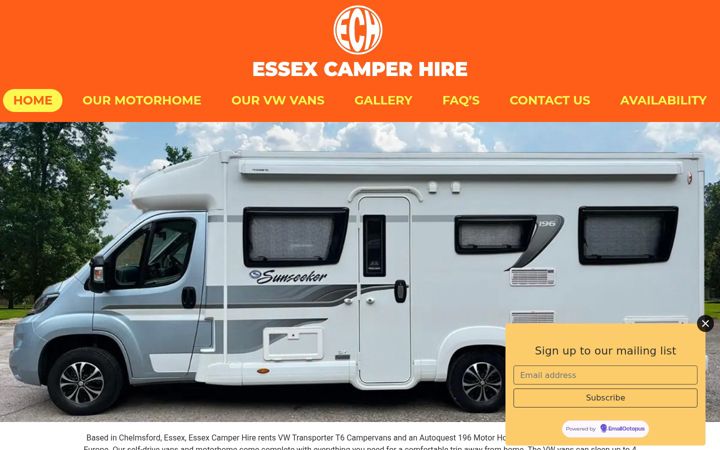 Screenshot of essexcamperhire.co.uk