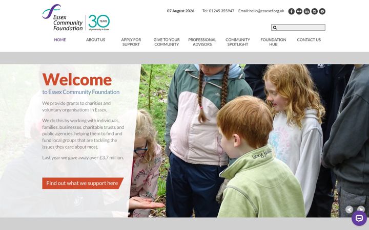 Skærmbillede af essexcommunityfoundation.org.uk