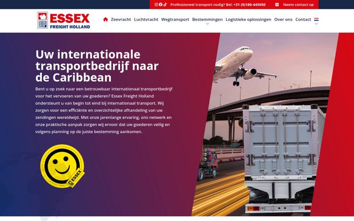 Ekrānuzņēmums no essexfreight.nl