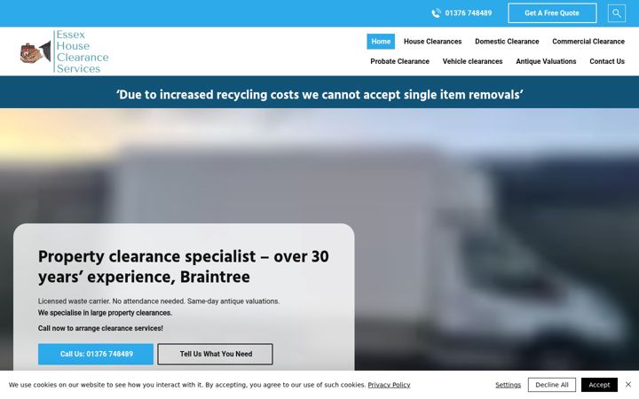 Captură de ecran a essexhouseclearanceservices.co.uk
