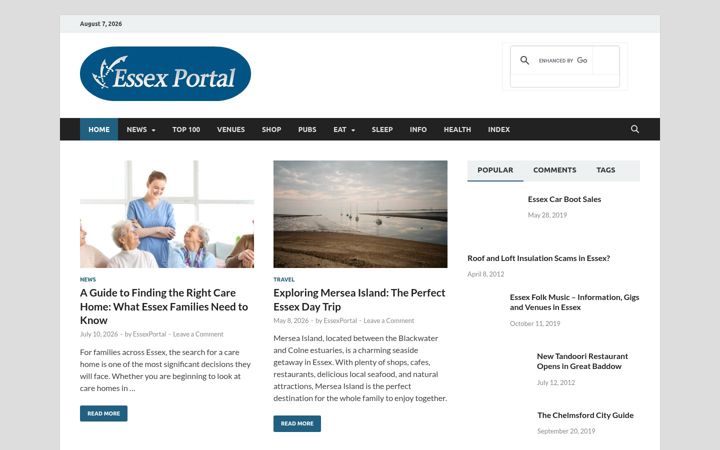 Captura de pantalla de essexportal.co.uk