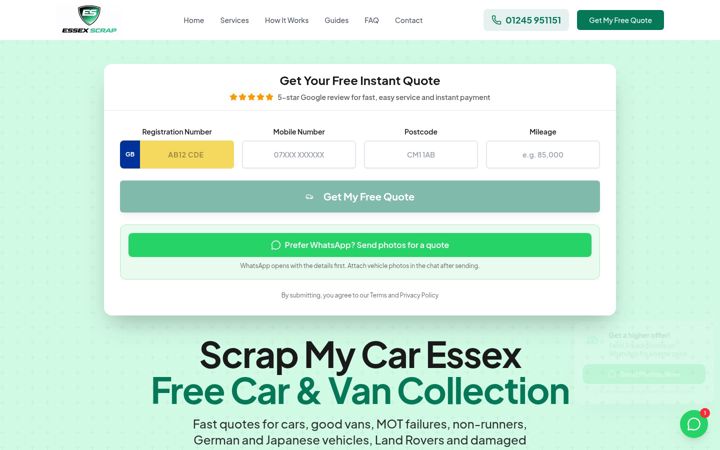 Skjámynd af essexscrap.co.uk