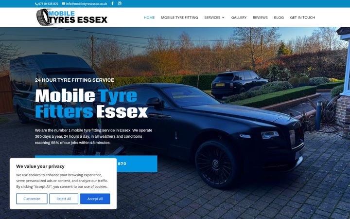 Skærmbillede af essextyrefitters.co.uk