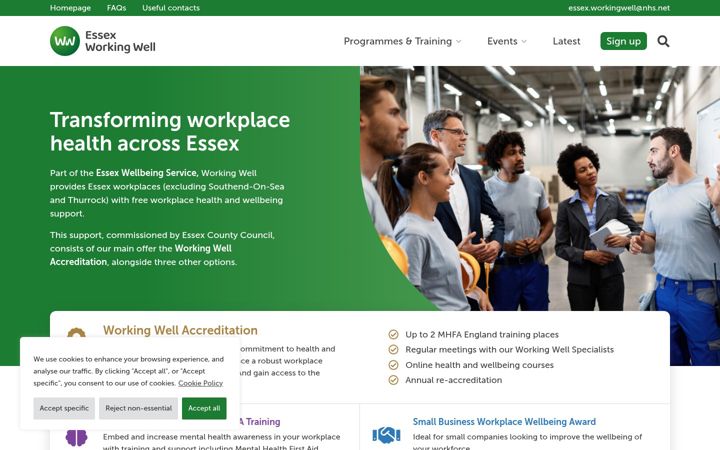 Skærmbillede af essexworkingwell.co.uk
