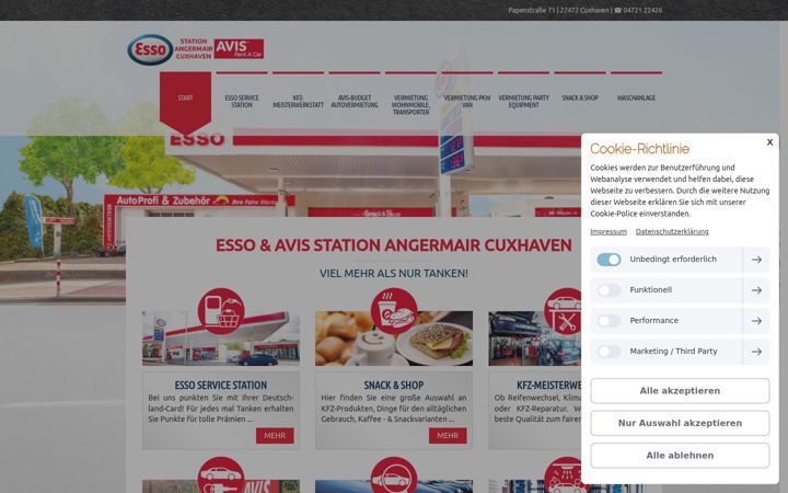 Snimka zaslona za esso-cuxhaven.de