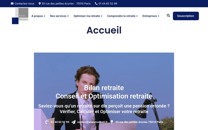 Captură de ecran a essor-retraite.fr