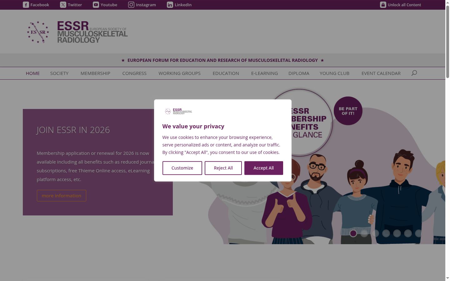 Screenshot tal-banner tal-kunsens muri qabel kwalunkwe interazzjoni