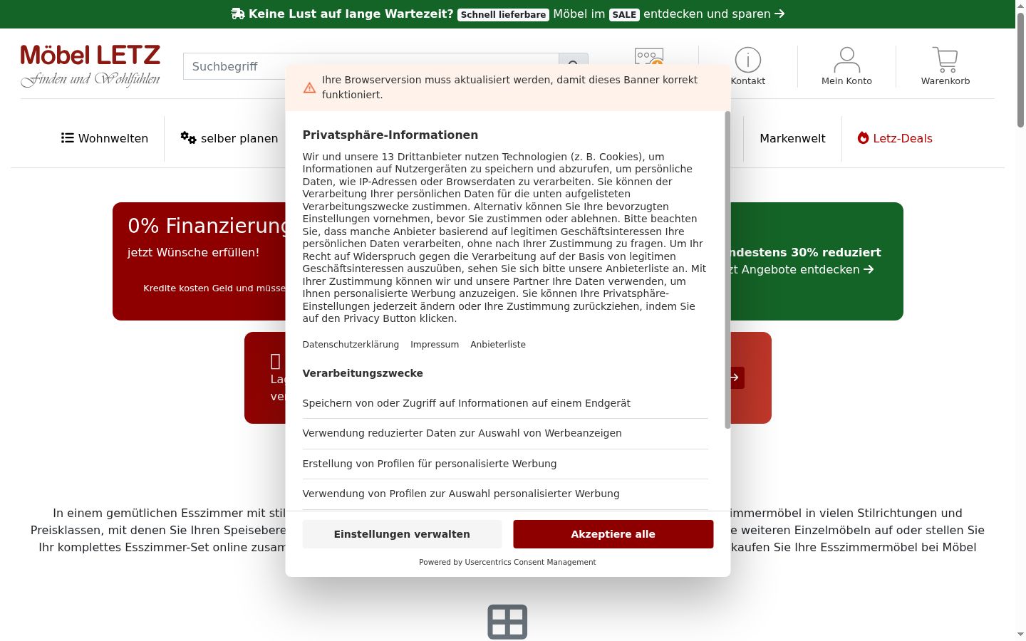 Screenshot of the consent banner shown before any interaction