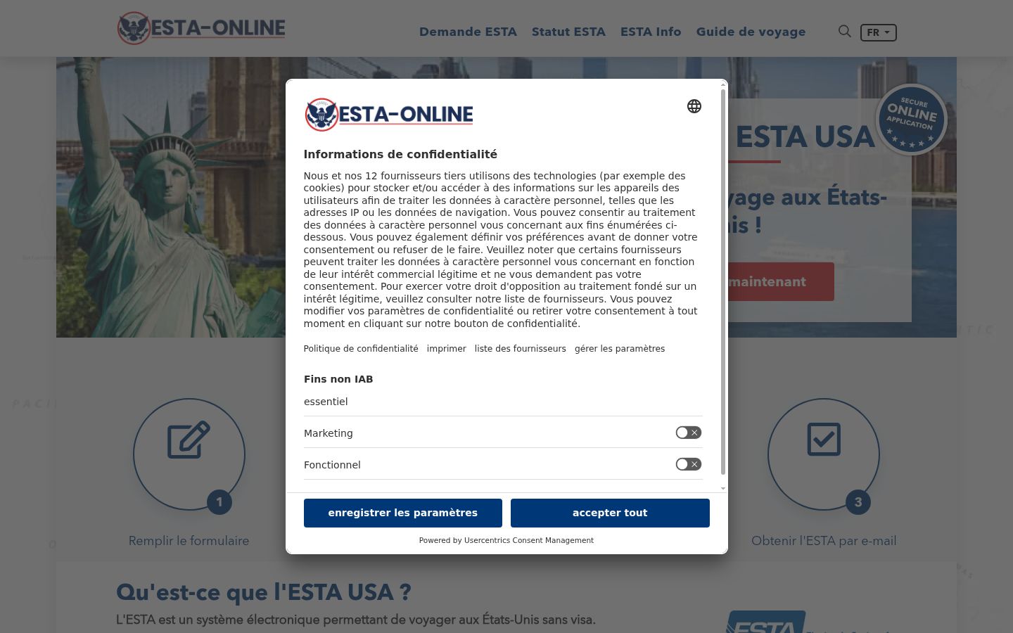 Captură de ecran a bannerului de consimțământ afișat înainte de orice interacțiune