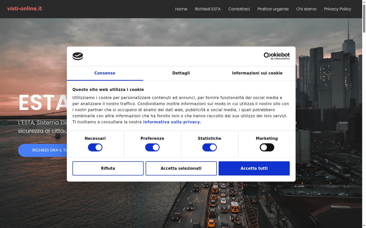 Capture d'écran de la bannière de consentement affichée avant toute interaction