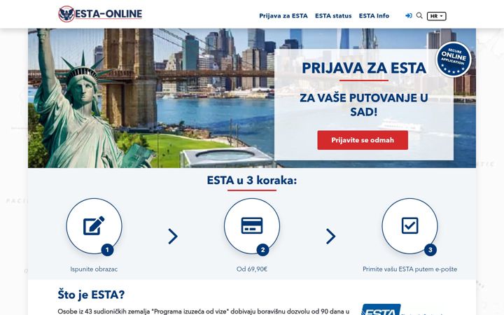 Screenshot von esta-usa.hr