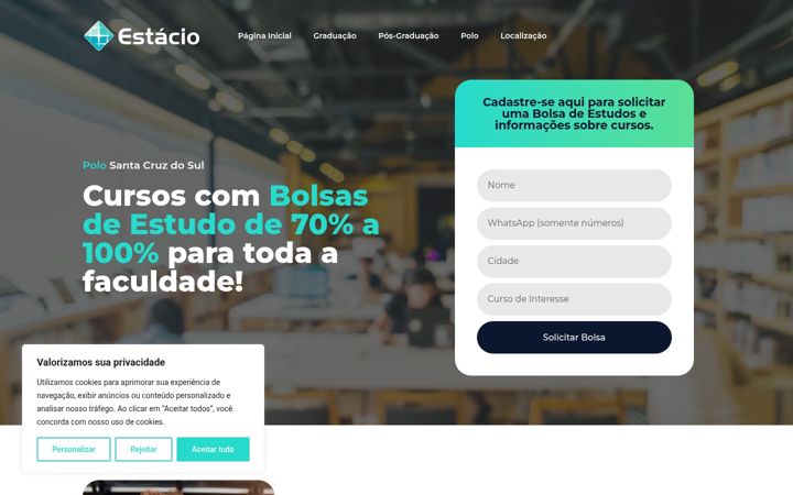 Snímek obrazovky estaciosantacruzdosul.com.br