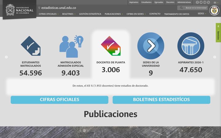 Screenshot of estadisticas.unal.edu.co