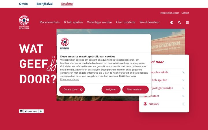 Screenshot von estafetterecyclewinkels.nl