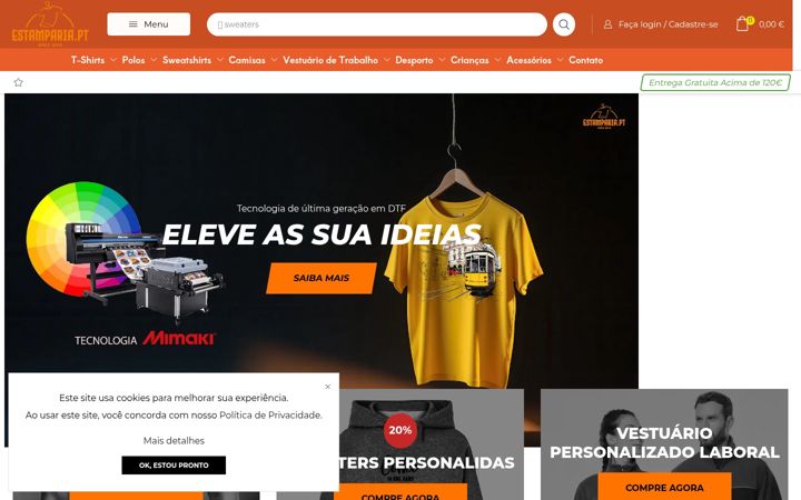 Screenshot stránky estamparia.pt