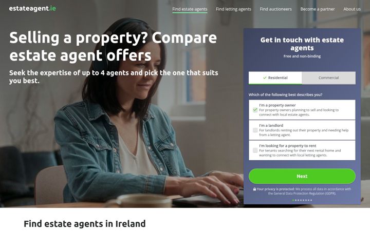 Screenshot of estateagent.ie