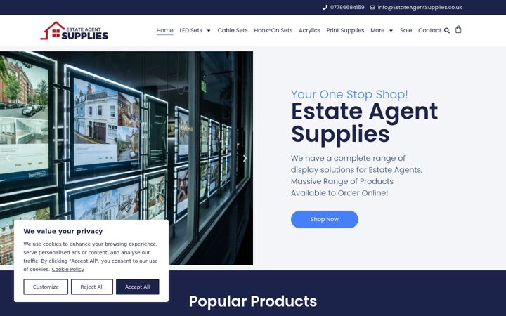Posnetek zaslona estateagentsupplies.co.uk