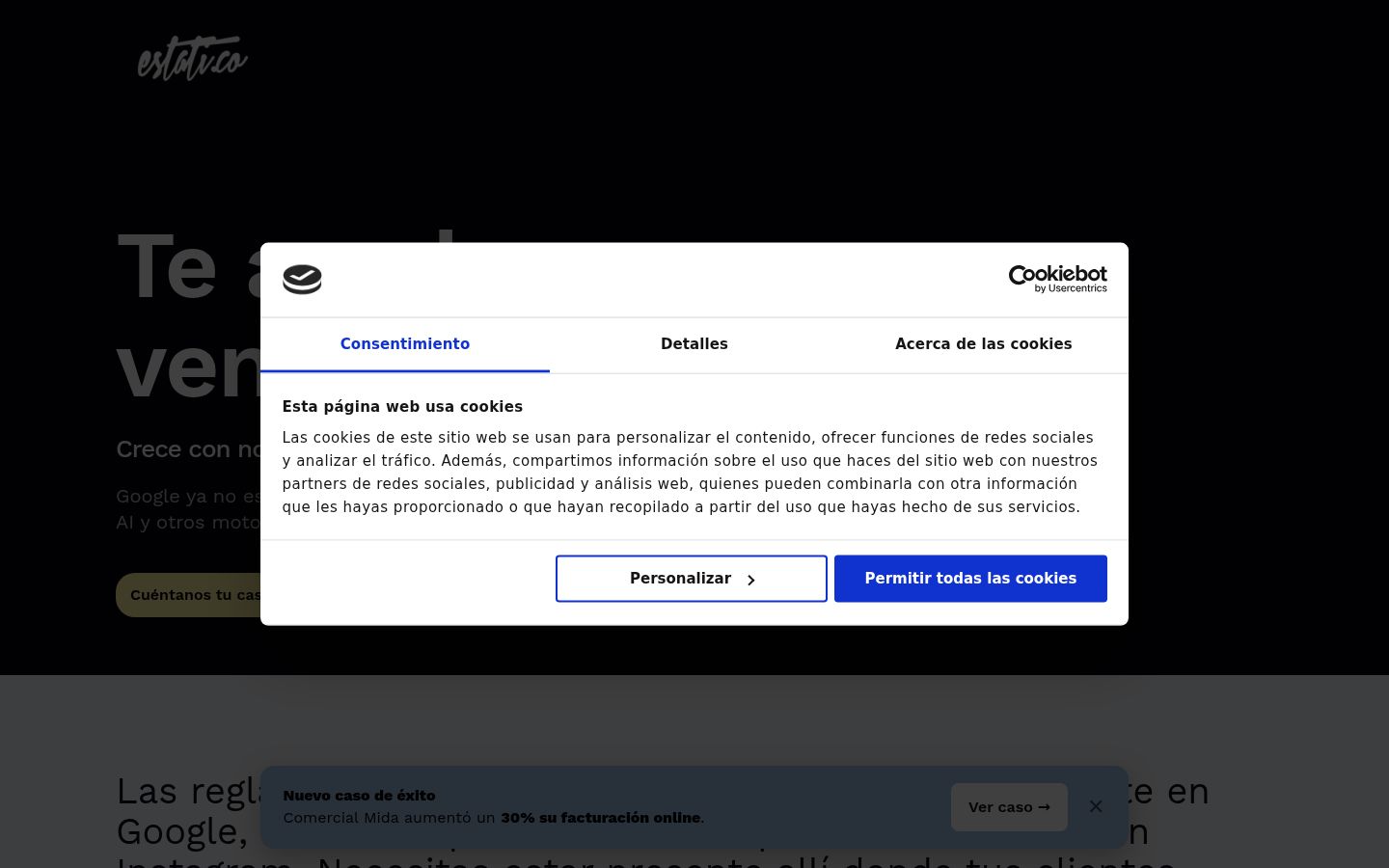 Screenshot of the consent banner shown before any interaction