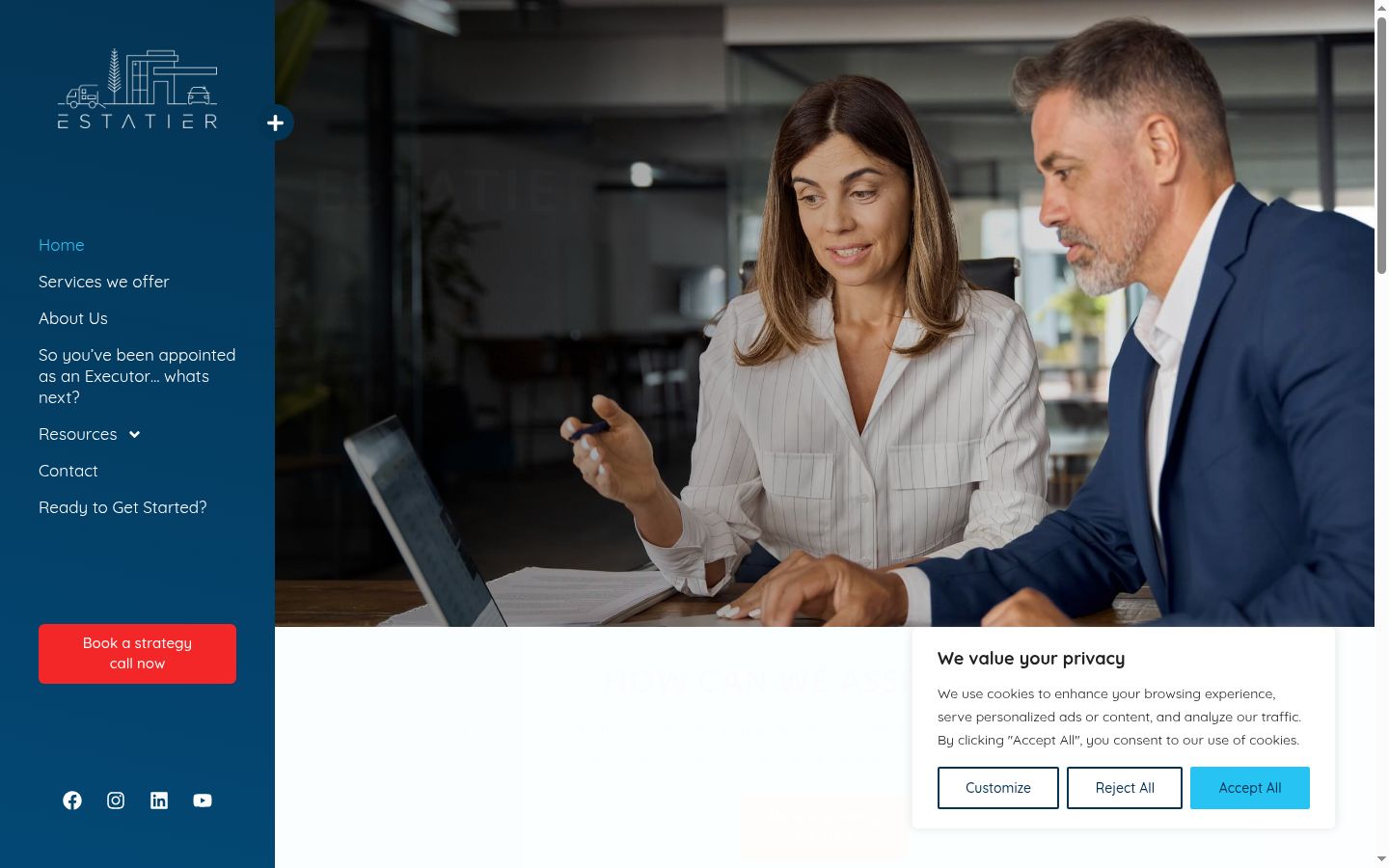Screenshot del banner di consenso mostrato prima di qualsiasi interazione