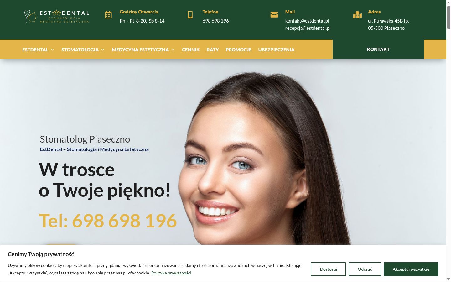 Zrzut ekranu banera zgody wyświetlanego przed jakąkolwiek interakcją