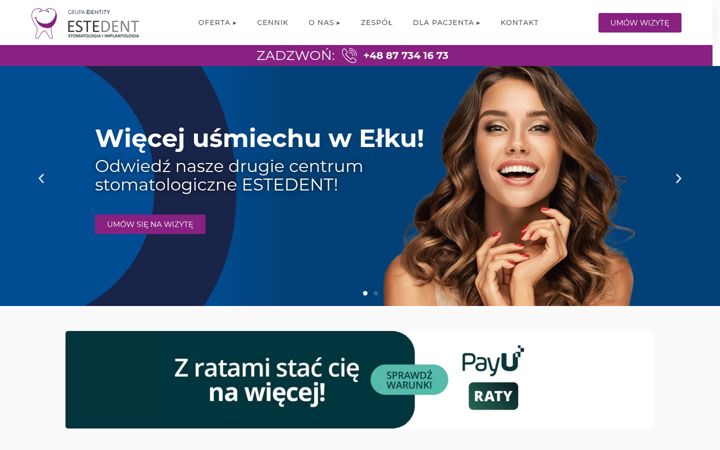 Captură de ecran a estedentstomatologia.pl