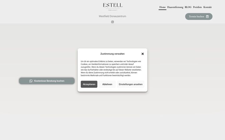 Kuvakaappaus sivustosta estell-medicalbeauty.at
