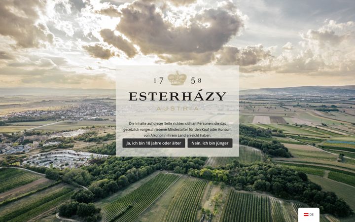 Kuvakaappaus sivustosta esterhazywein.at