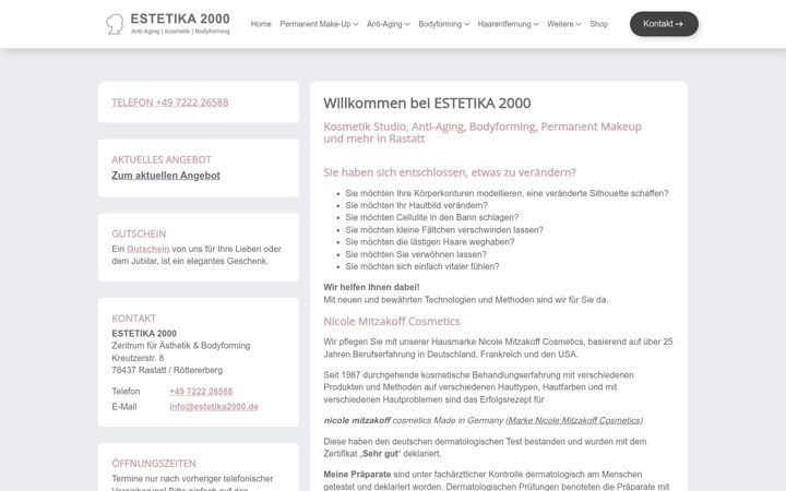 Screenshot van estetika2000.de