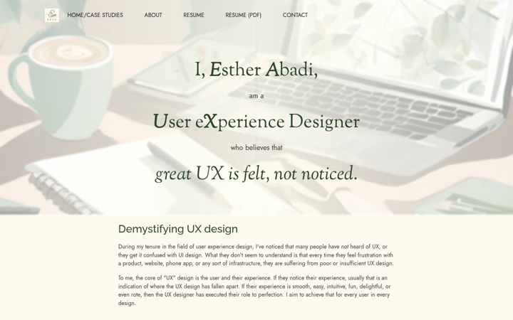 Screenshot of esther-abadi-ux-portfolio.space