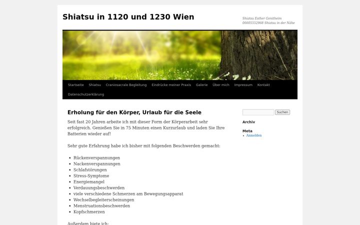Kuvakaappaus sivustosta esther-shiatsu.at